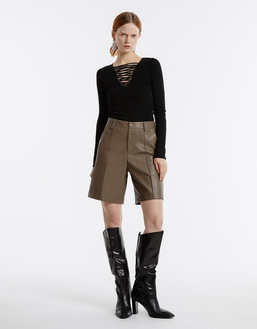 Lace Up Front Sweater