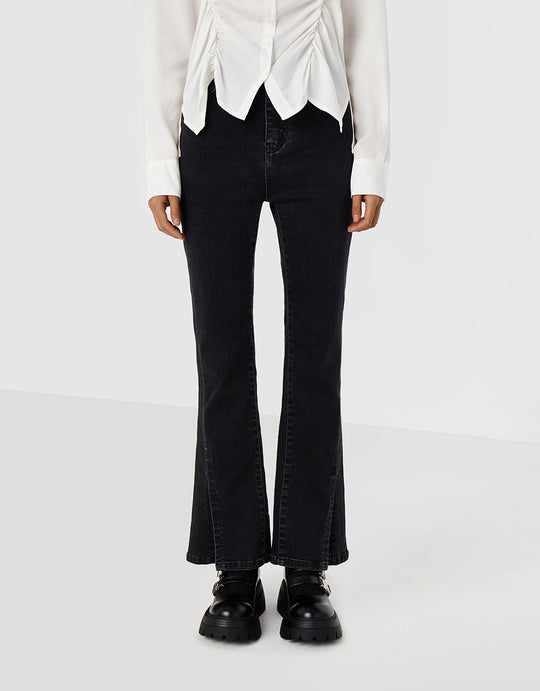 Slit Hem Flare Jeans
