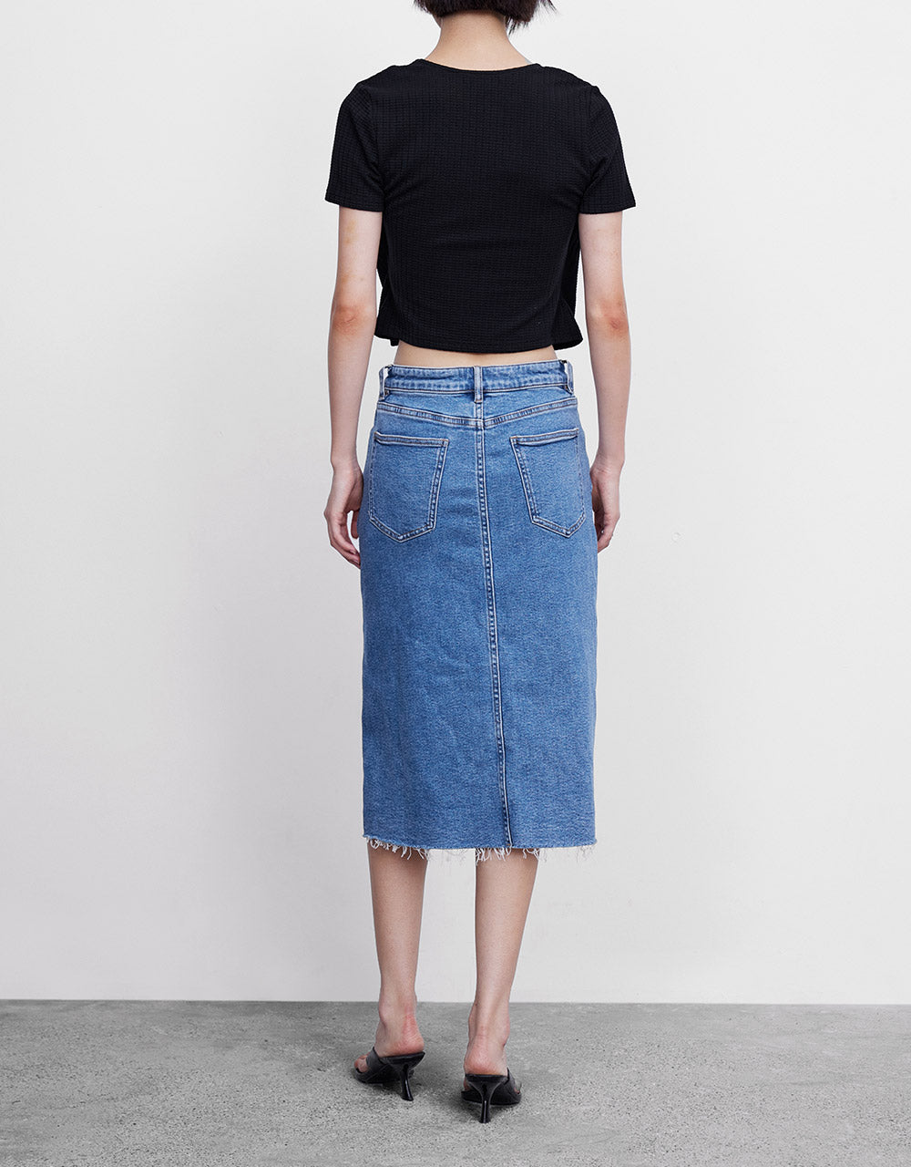 Slit Hem Denim Skirt