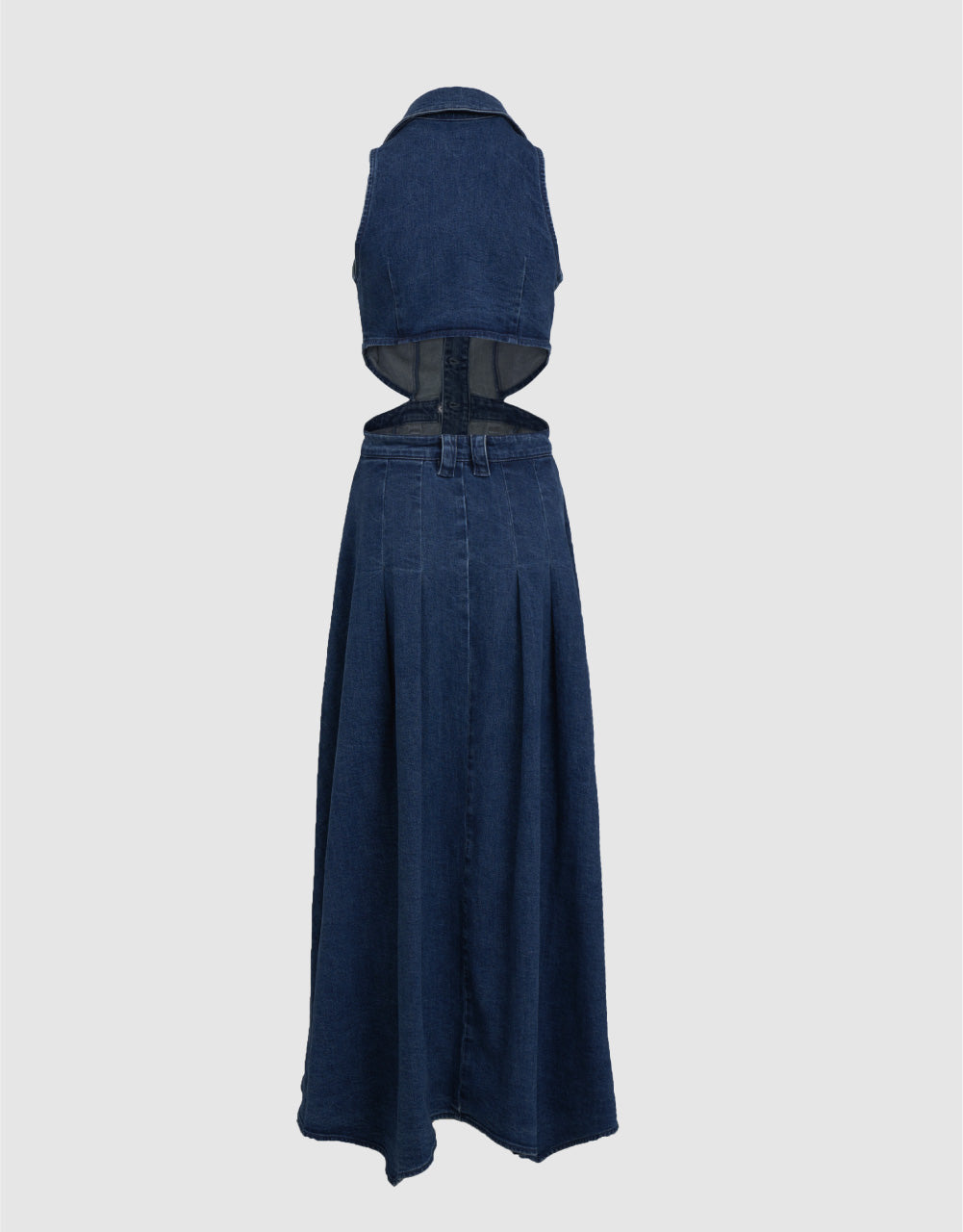 Sleeveless Lapel Denim Dress