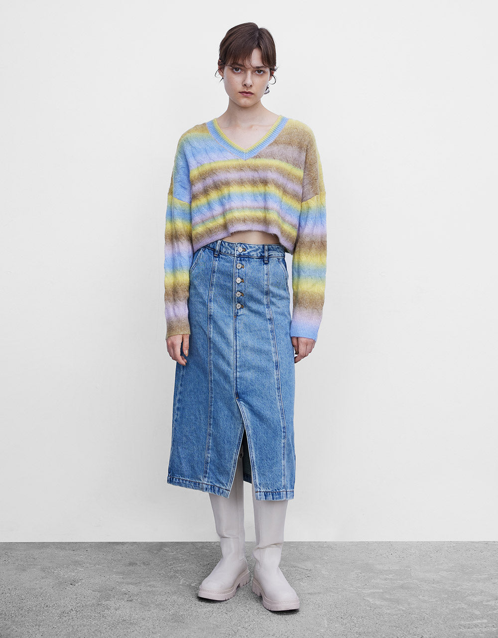 Striped Cable Knit Sweater