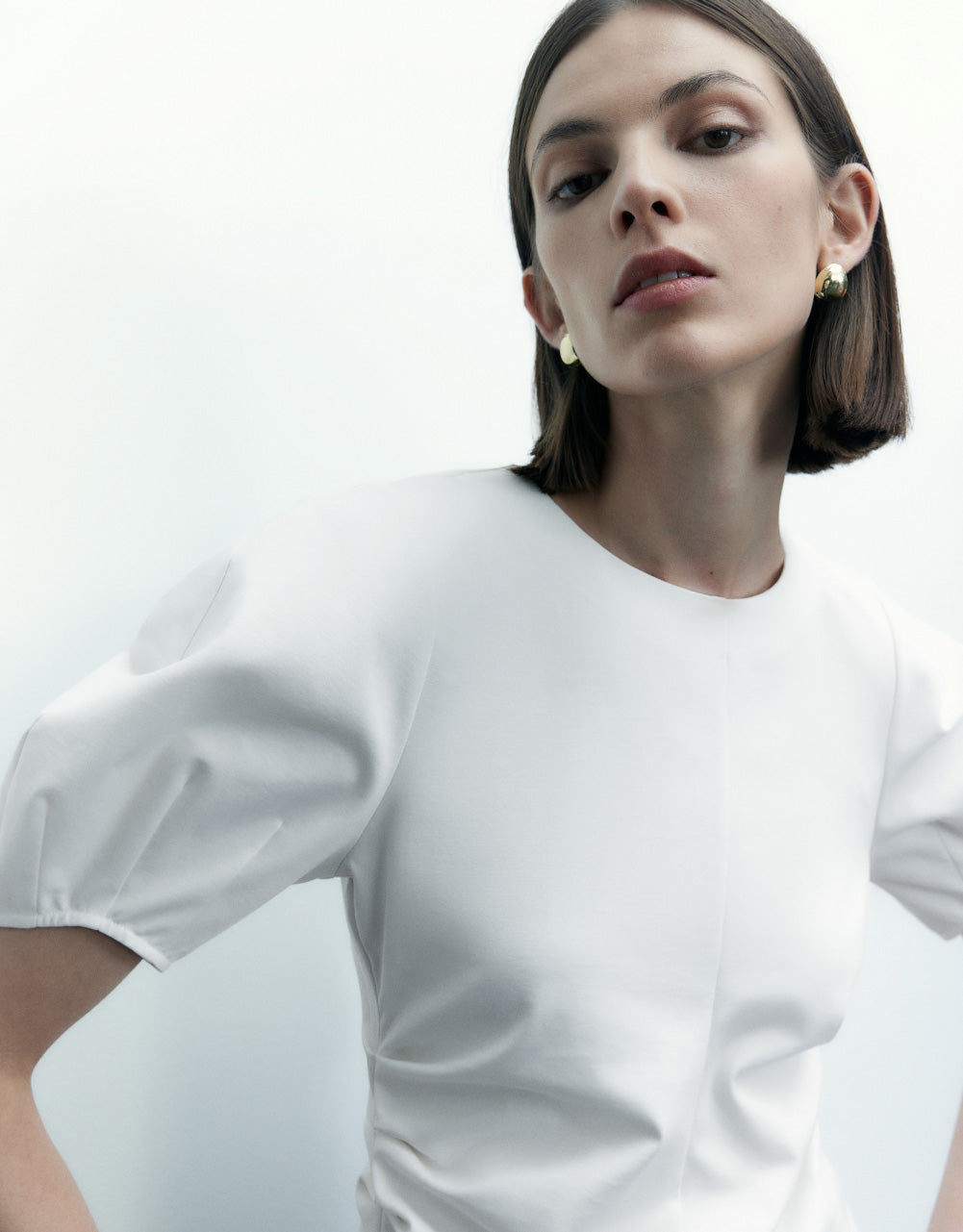 Puff Sleeve Crew Neck Regular T-Shirt