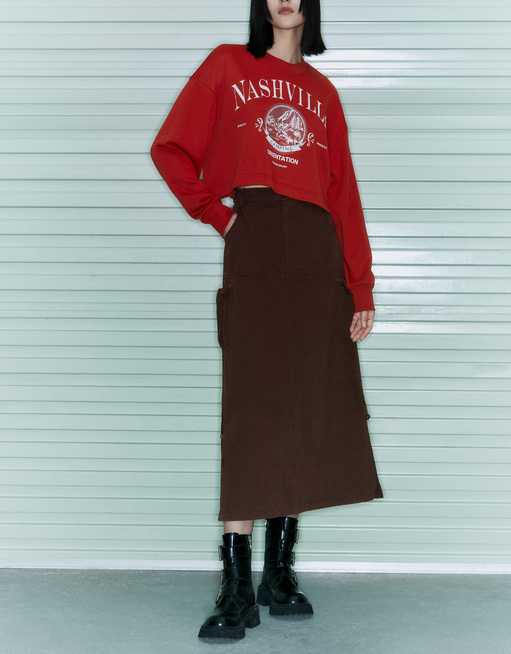 Midi Skirt With Drawstring Hem
