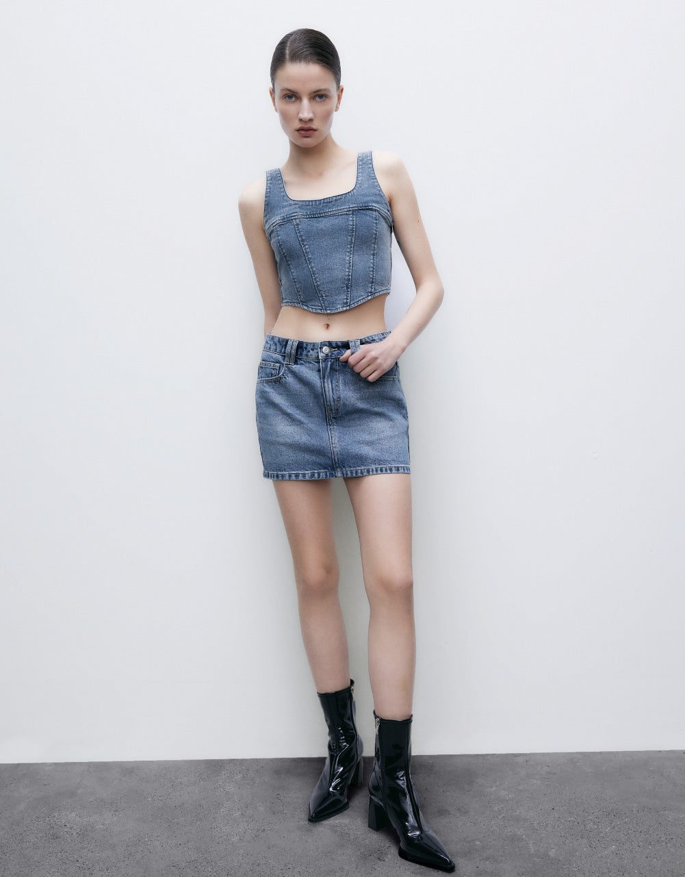 Straight Mini Denim Skirt