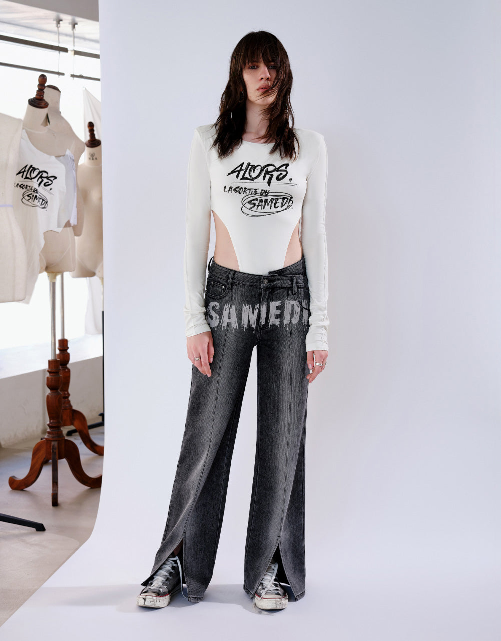 Letter Graffiti Straight Jeans