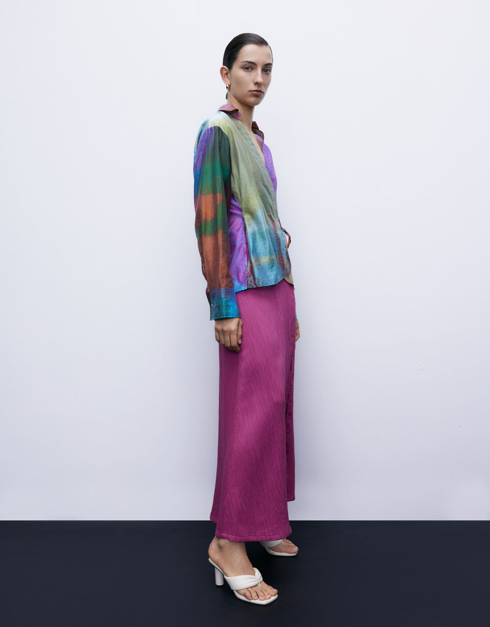Textured Midi A-Line Skirt