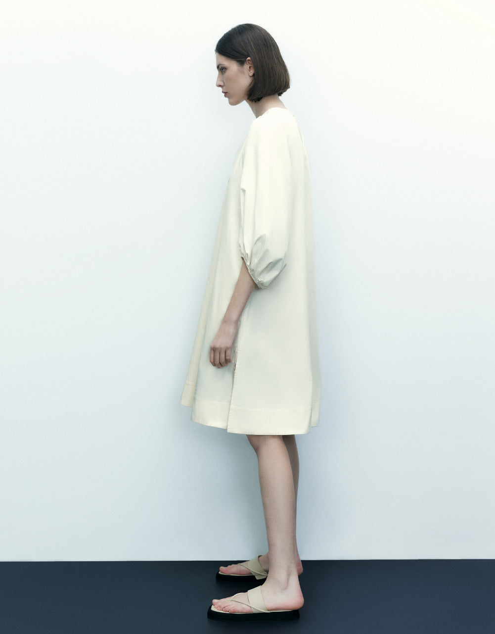 3/4 Sleeve Crew Neck Midi Dress