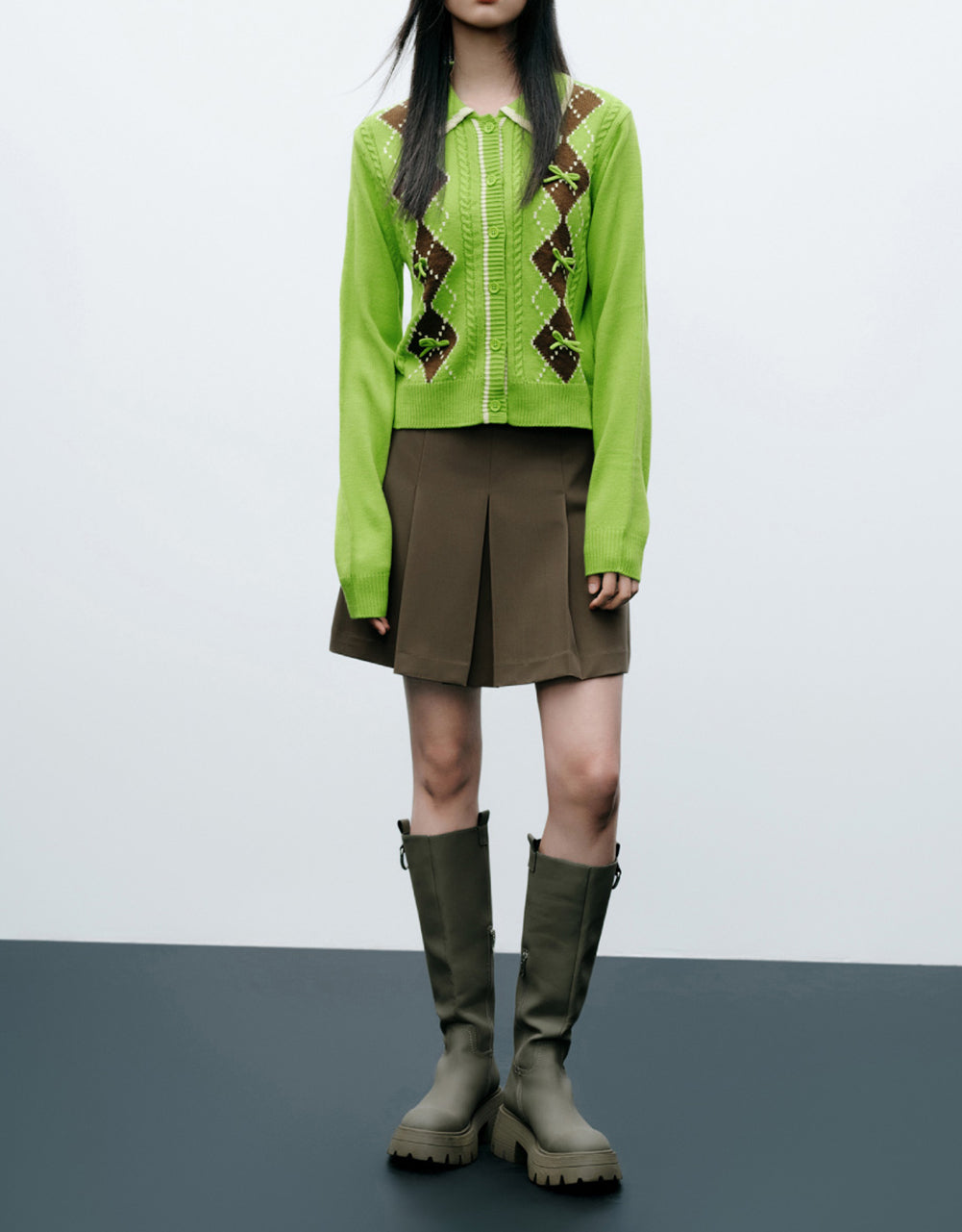 Pleated A-Line Skirt