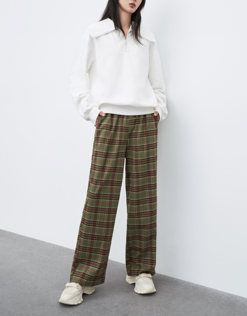 Plaid Wide Leg Pants