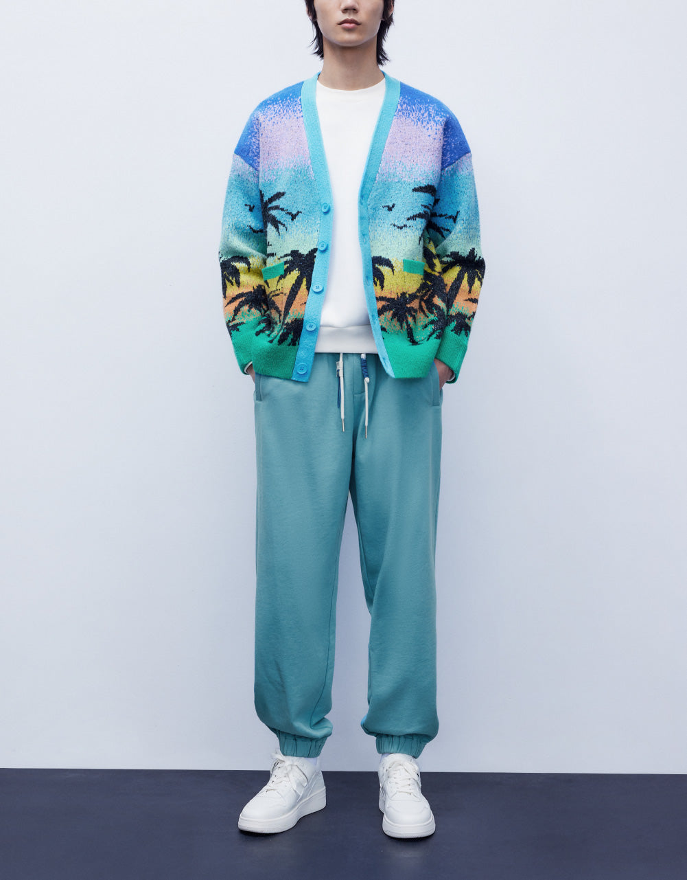 Tropical Pattern Knitted Cardigan