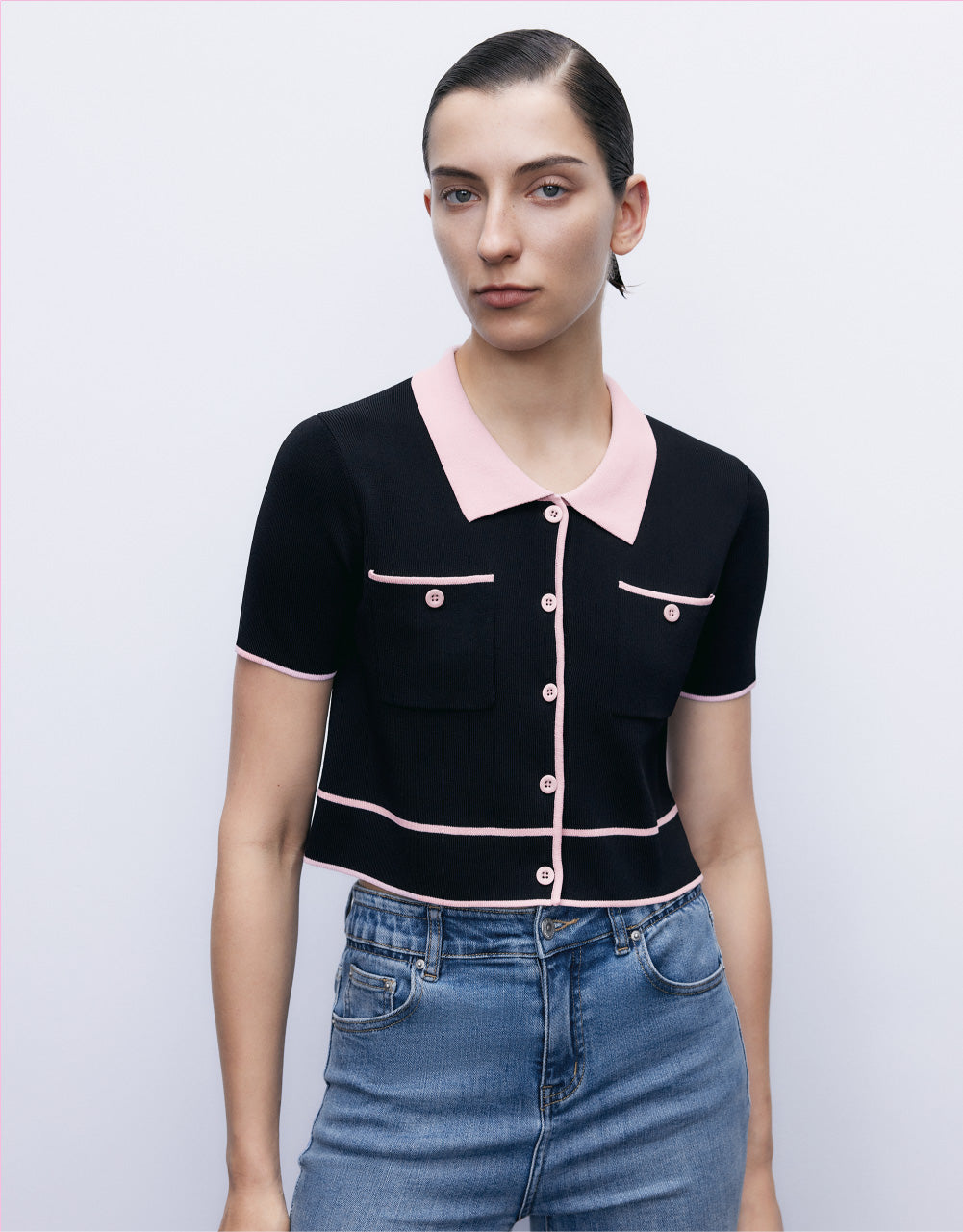 Constrast Knitted Cardigan