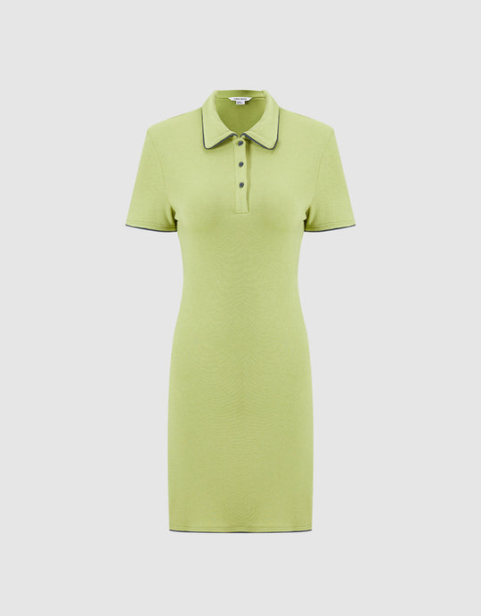 Contrast Trim Mini Polo Dress