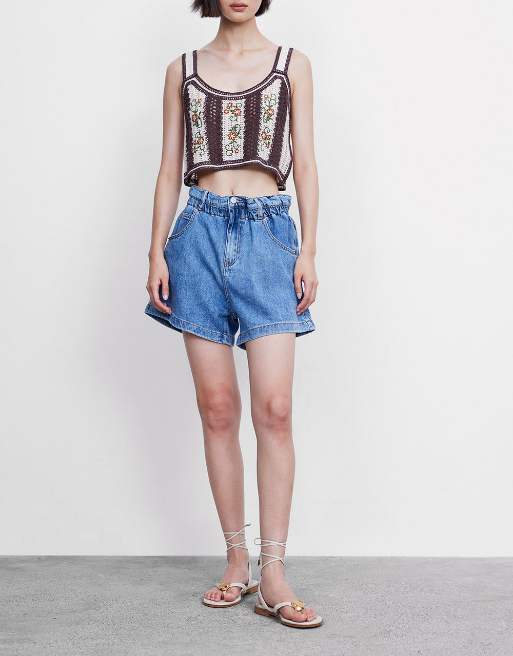 Flower Embroidered Knit Top