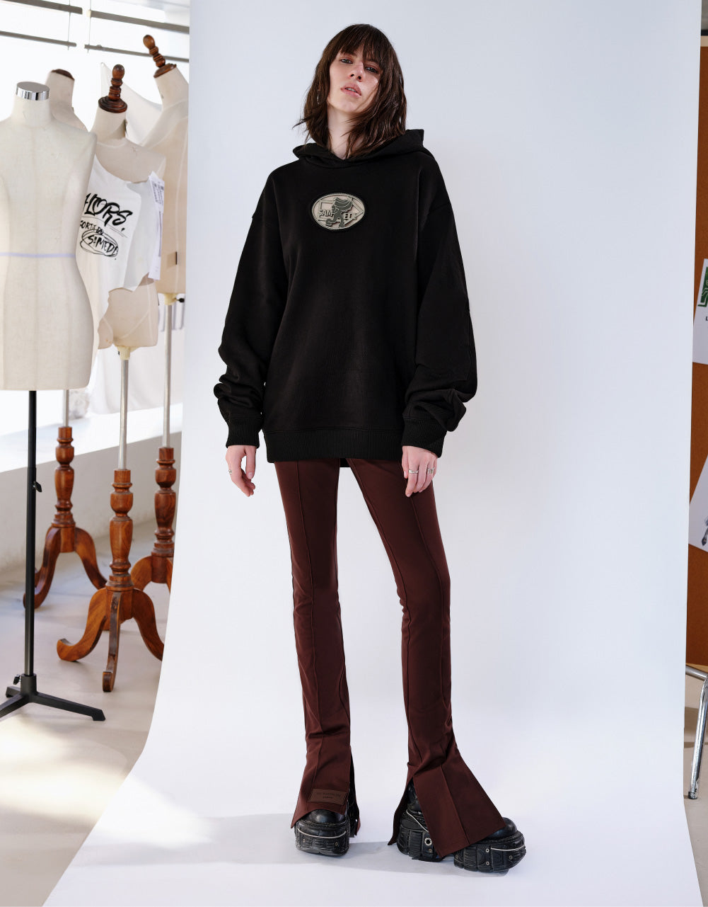 Drop Shoulder Sleeve Hoodie Oversized Sweatshirt