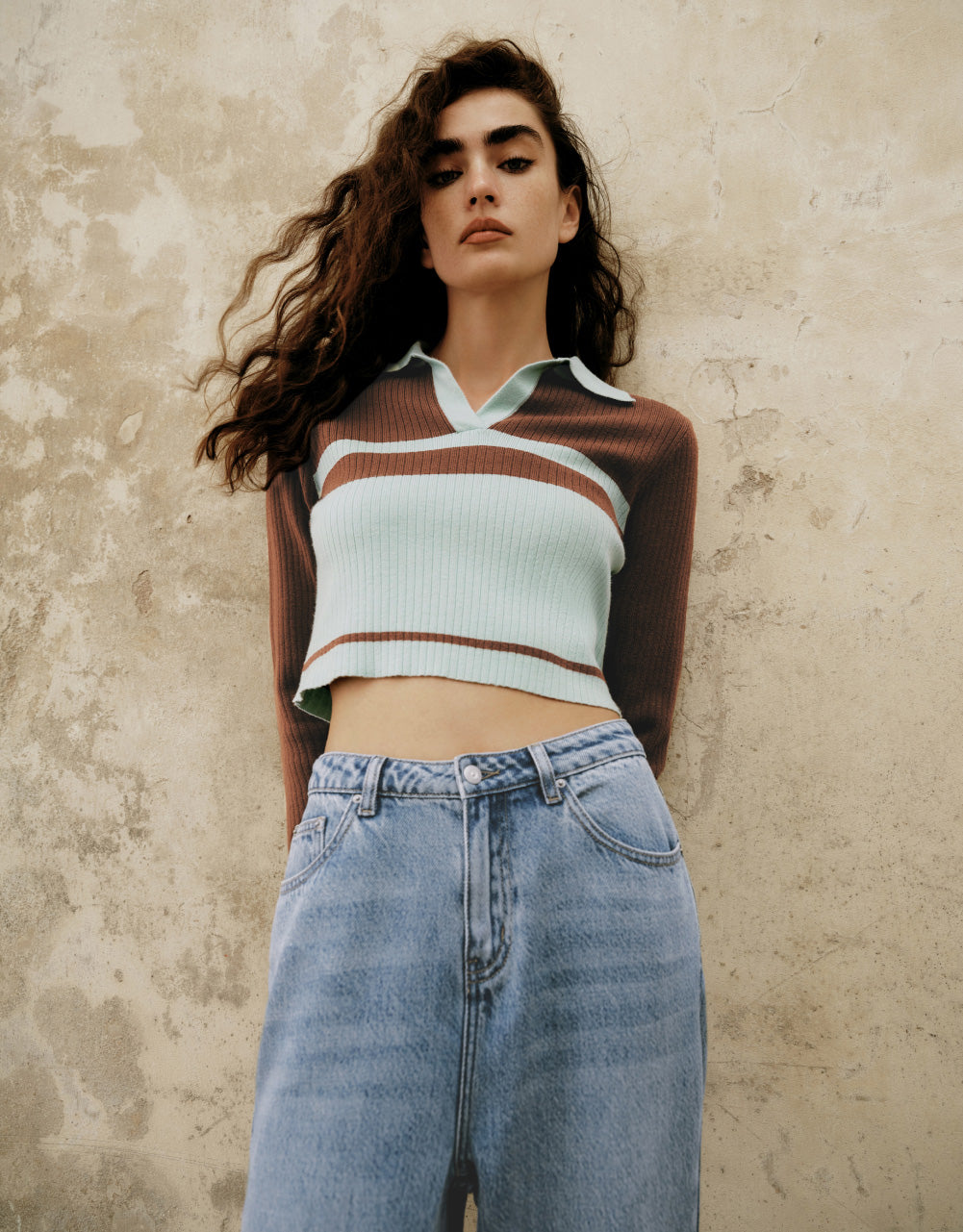 Cropped Polo Knit Jumper