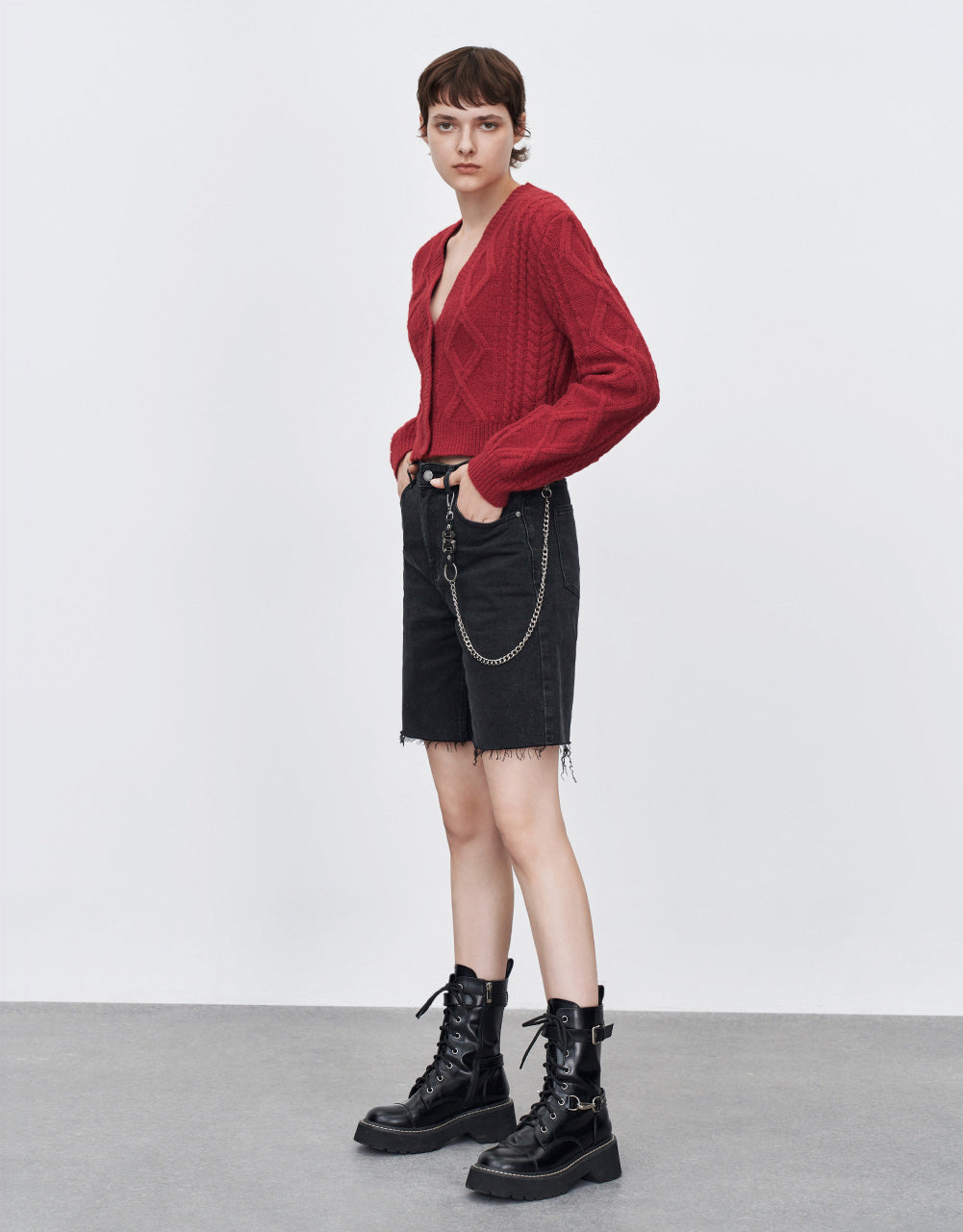 V Neck Crop Cardigan