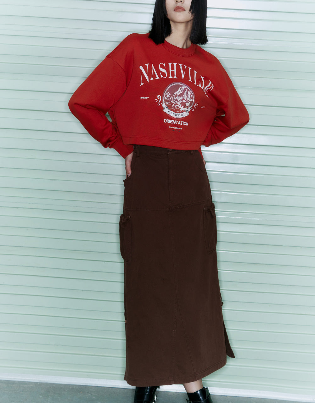 Midi Skirt With Drawstring Hem