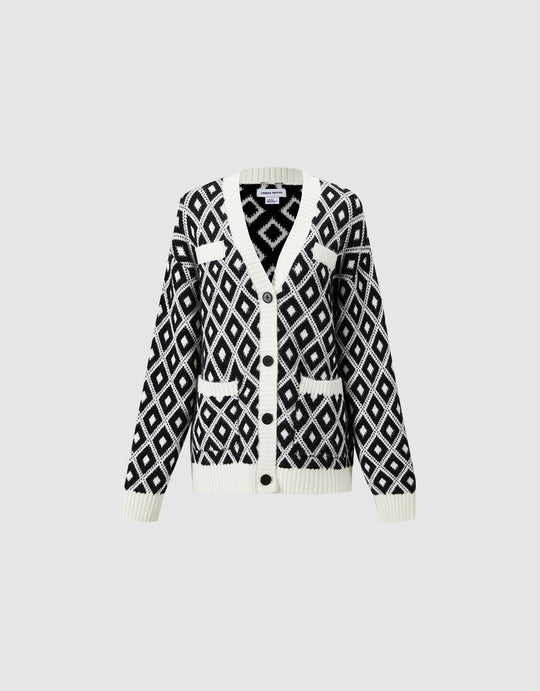 Argyle Print Cardigan