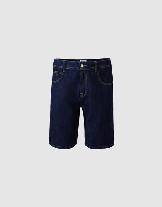 Contrast Stitch Denim Shorts