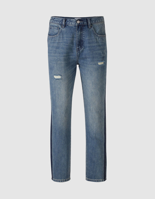 Ripped Straight Fit Jeans