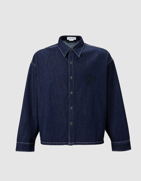 Bird Print Denim Shirt