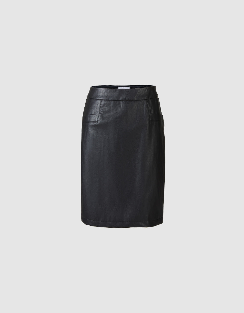 Slit Hem Faux Leather Skirt