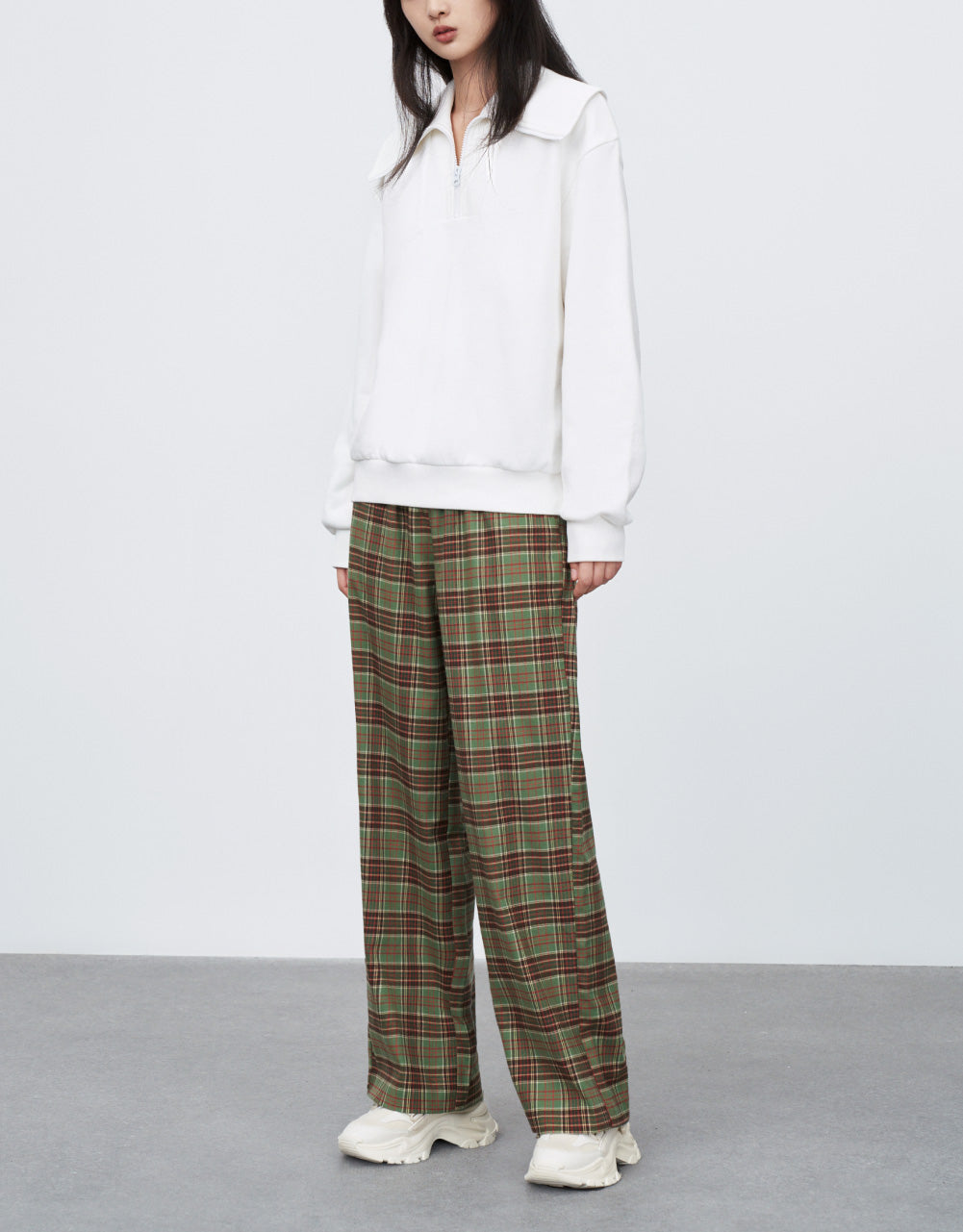 Plaid Wide Leg Pants