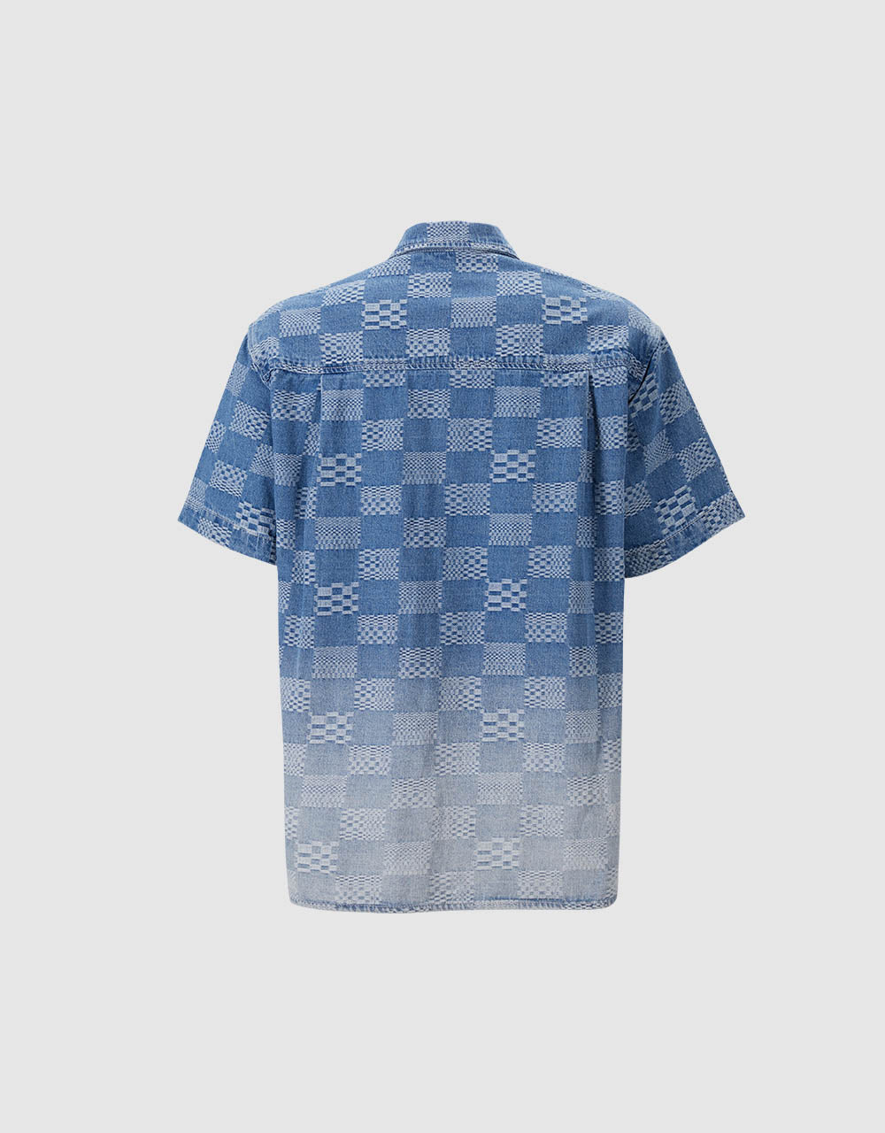 Ombre Checkered Denim Shirt