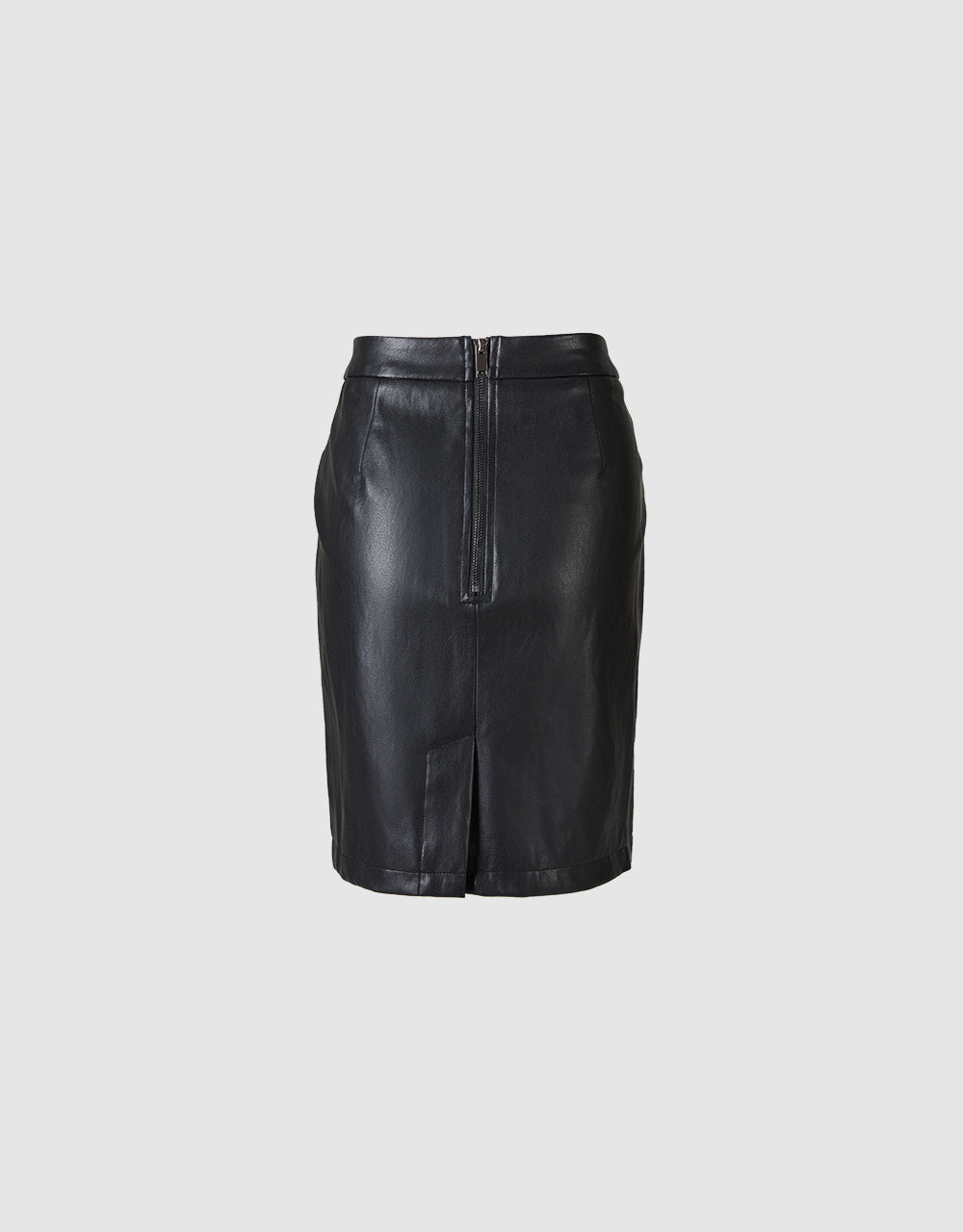 Slit Hem Faux Leather Skirt