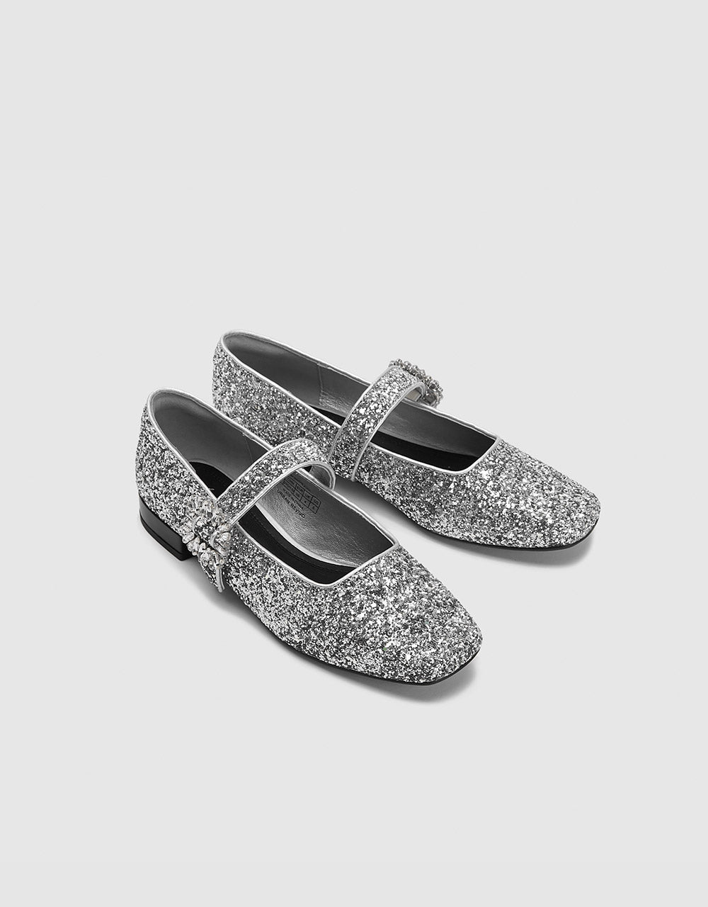 Rhinestone Detail Sequins Mary Jane Shoes