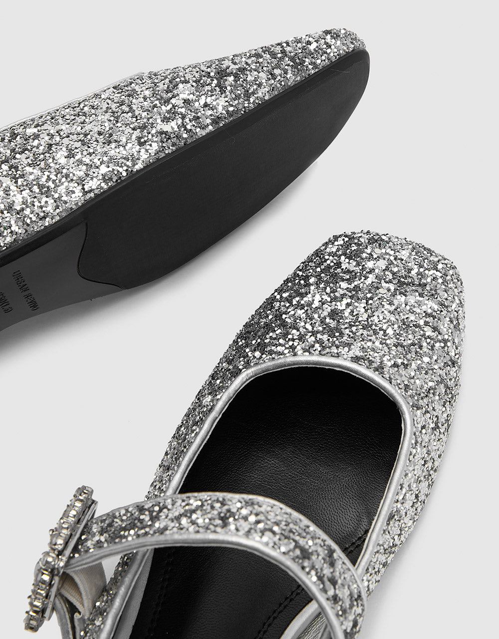 Rhinestone Detail Sequins Mary Jane Shoes