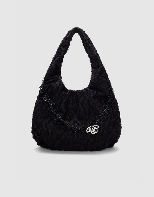 Beaded Floral Detail Shoulder Bag