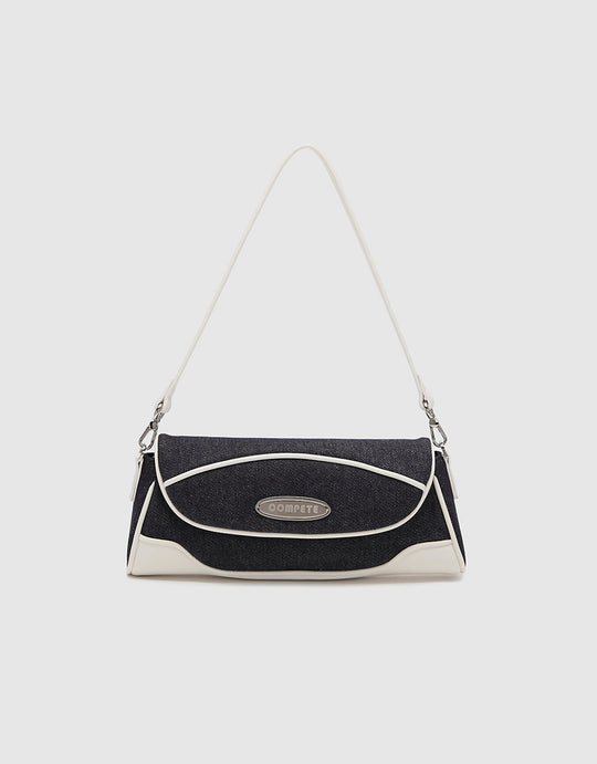 Contrast Trim Denim Shoulder Bag