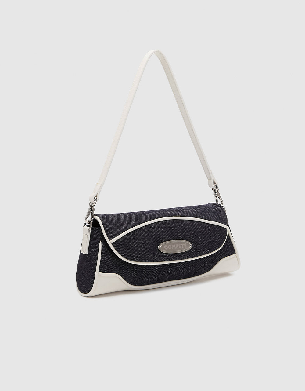 Contrast Trim Denim Shoulder Bag