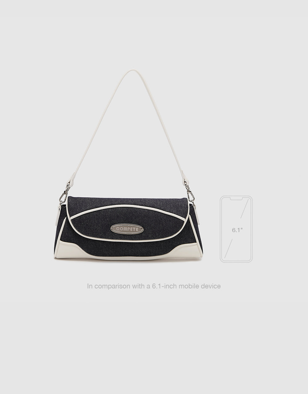 Contrast Trim Denim Shoulder Bag
