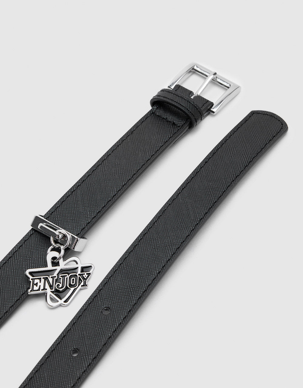 Faux Leather Belt With Charm
