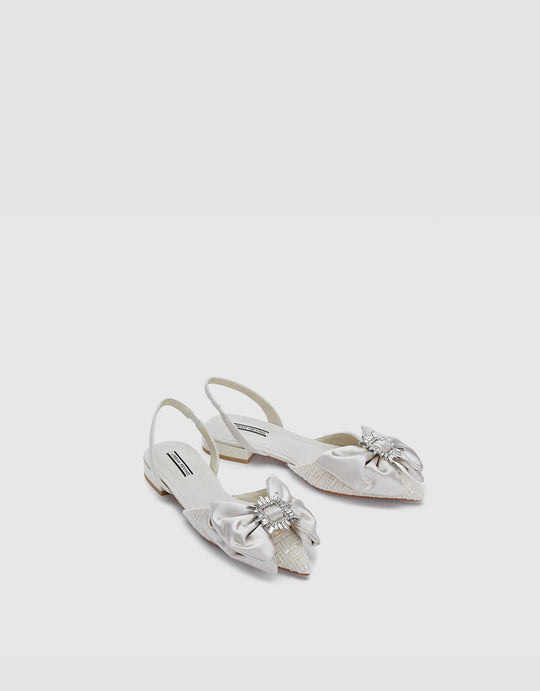 Bow Embellished Flat Slingbacks