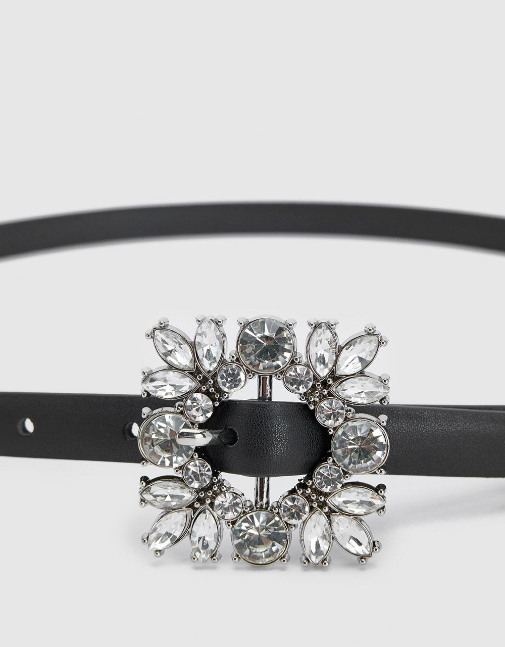 Belt With Faux Diamond Buckle