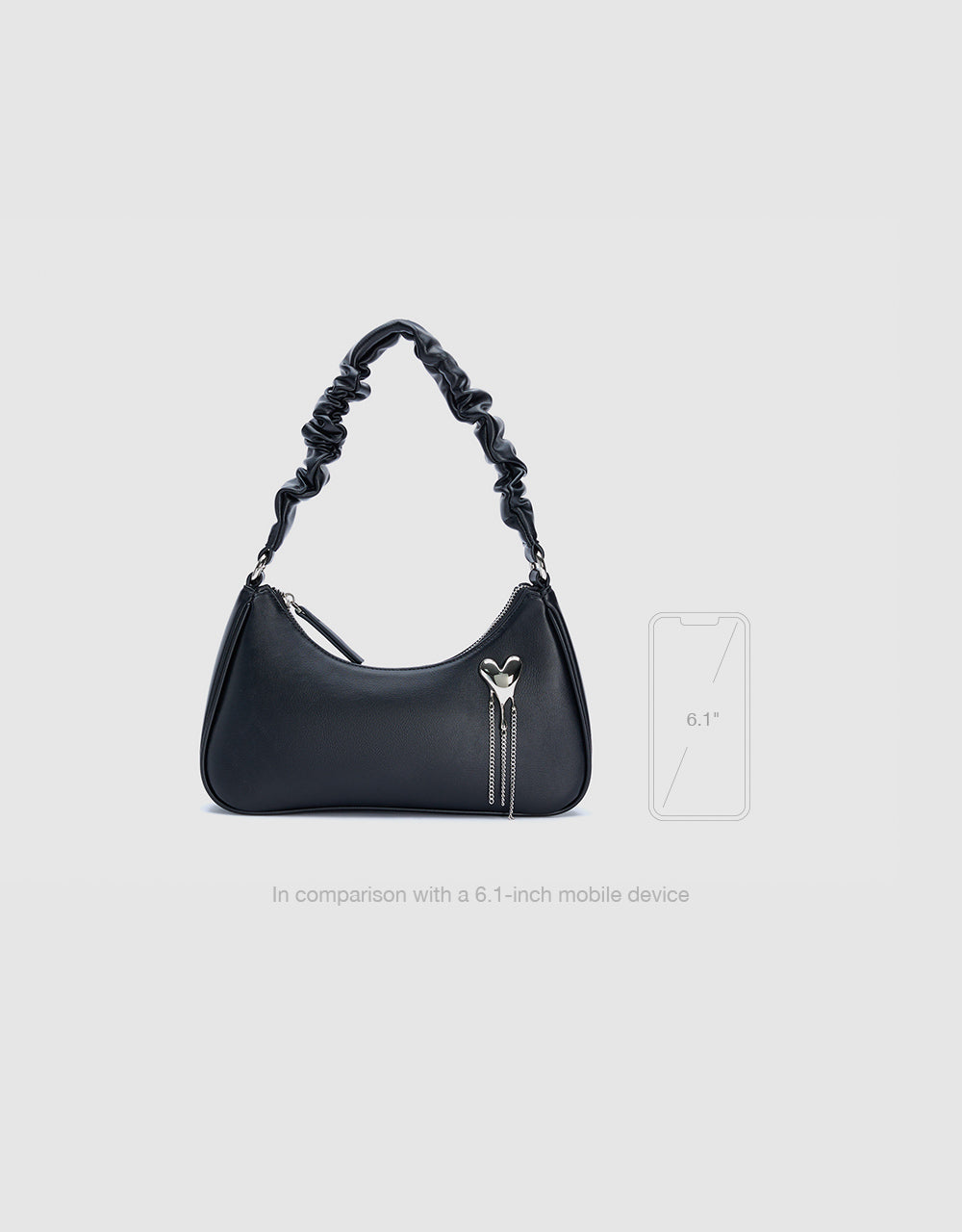 Heart Detail Baguette Bag