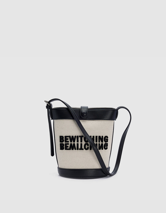 Contrast Letter Bucket Bag