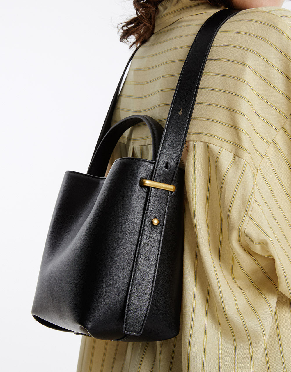 Faux Leather Bucket Bag