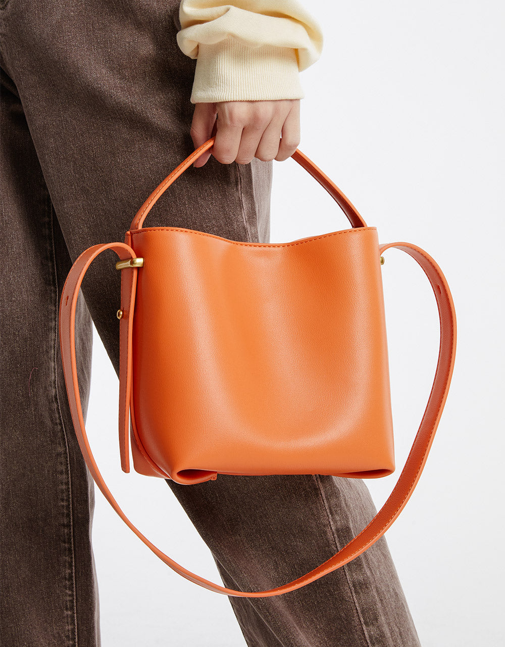 Faux Leather Bucket Bag