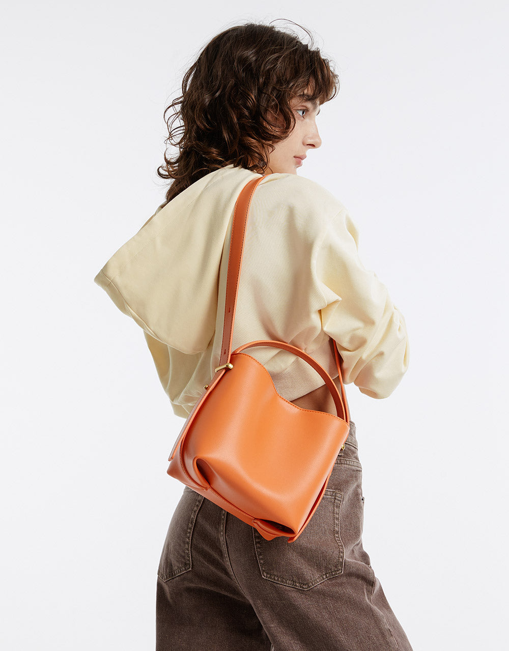 Faux Leather Bucket Bag