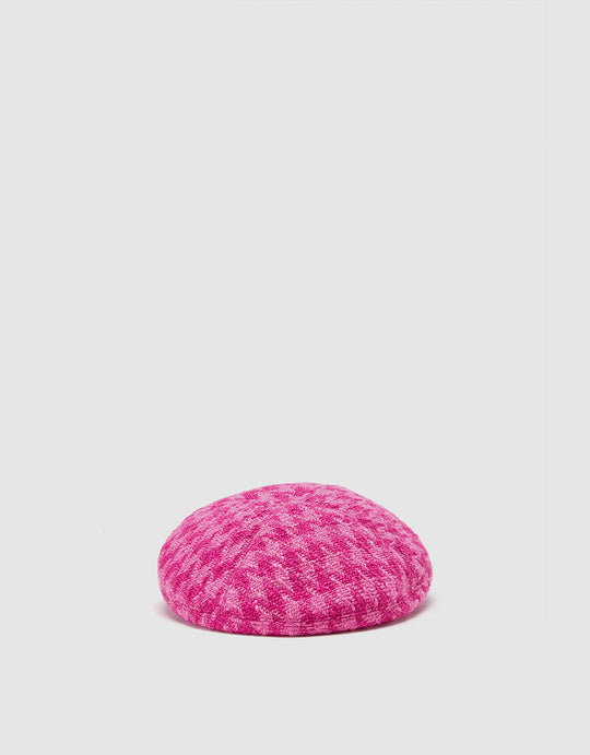 Tweed Houndstooth Beret