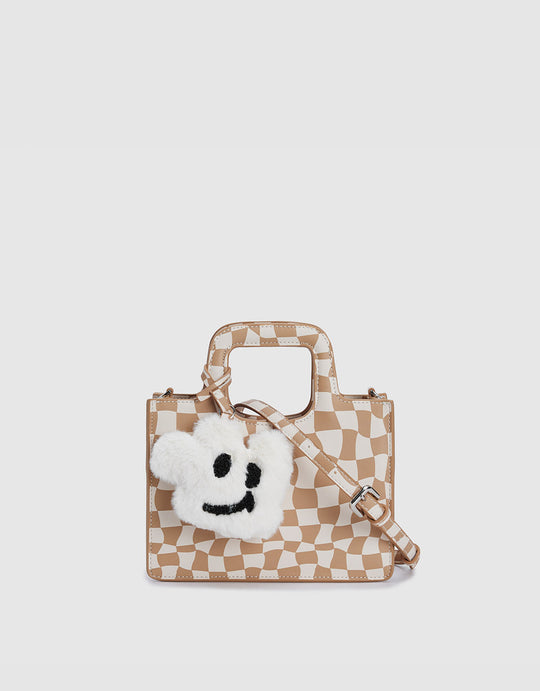 Checkered Handbag With Charm