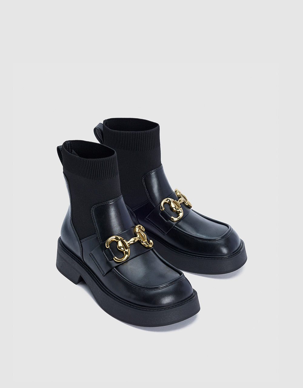 Metalic Buckle Sock Boots