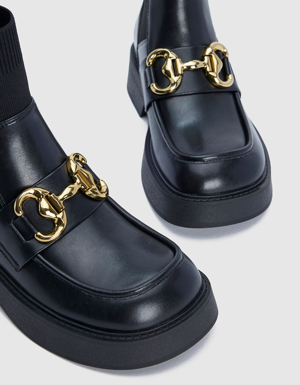 Metalic Buckle Sock Boots