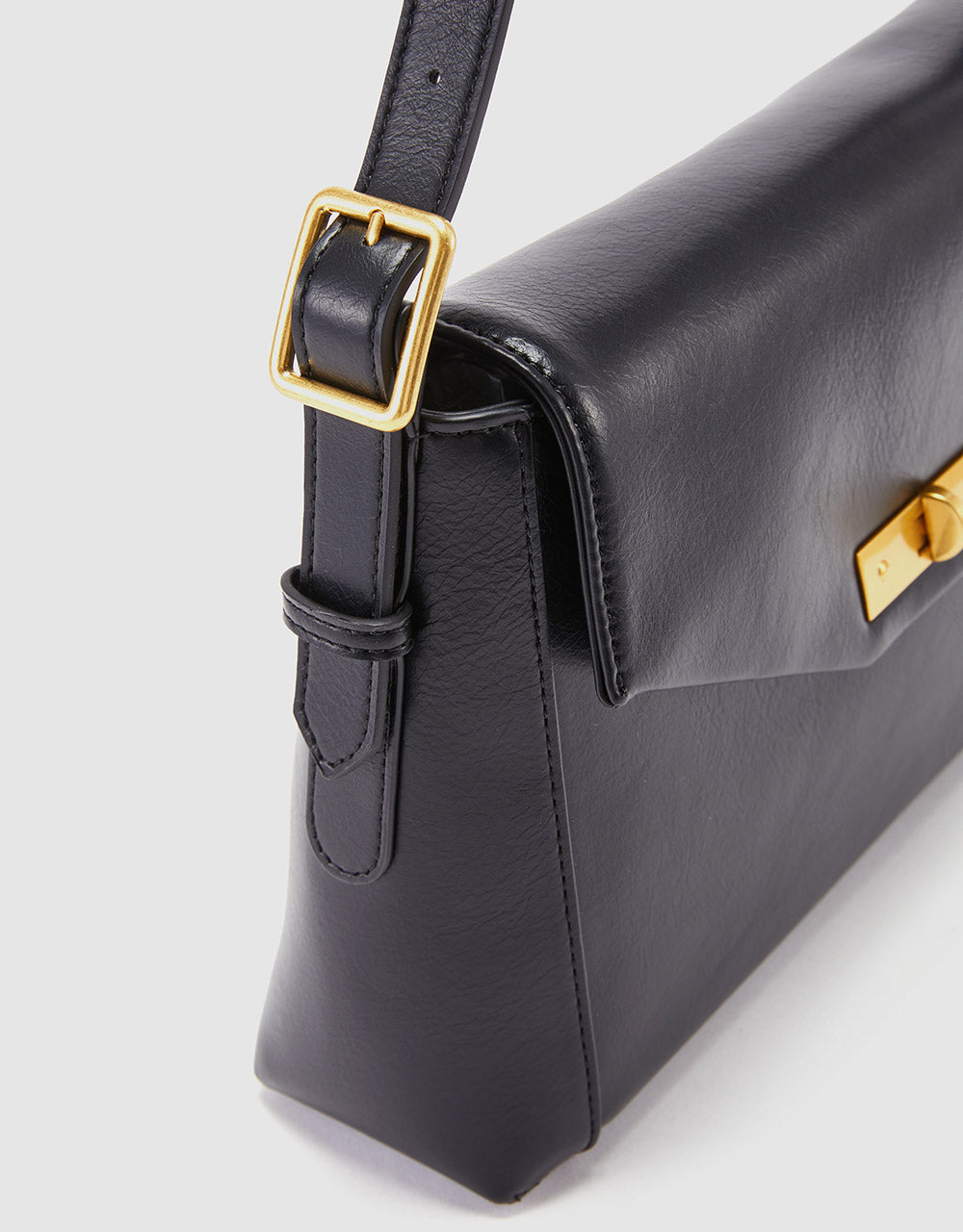 Faux Leather Flap Shoulder Bag