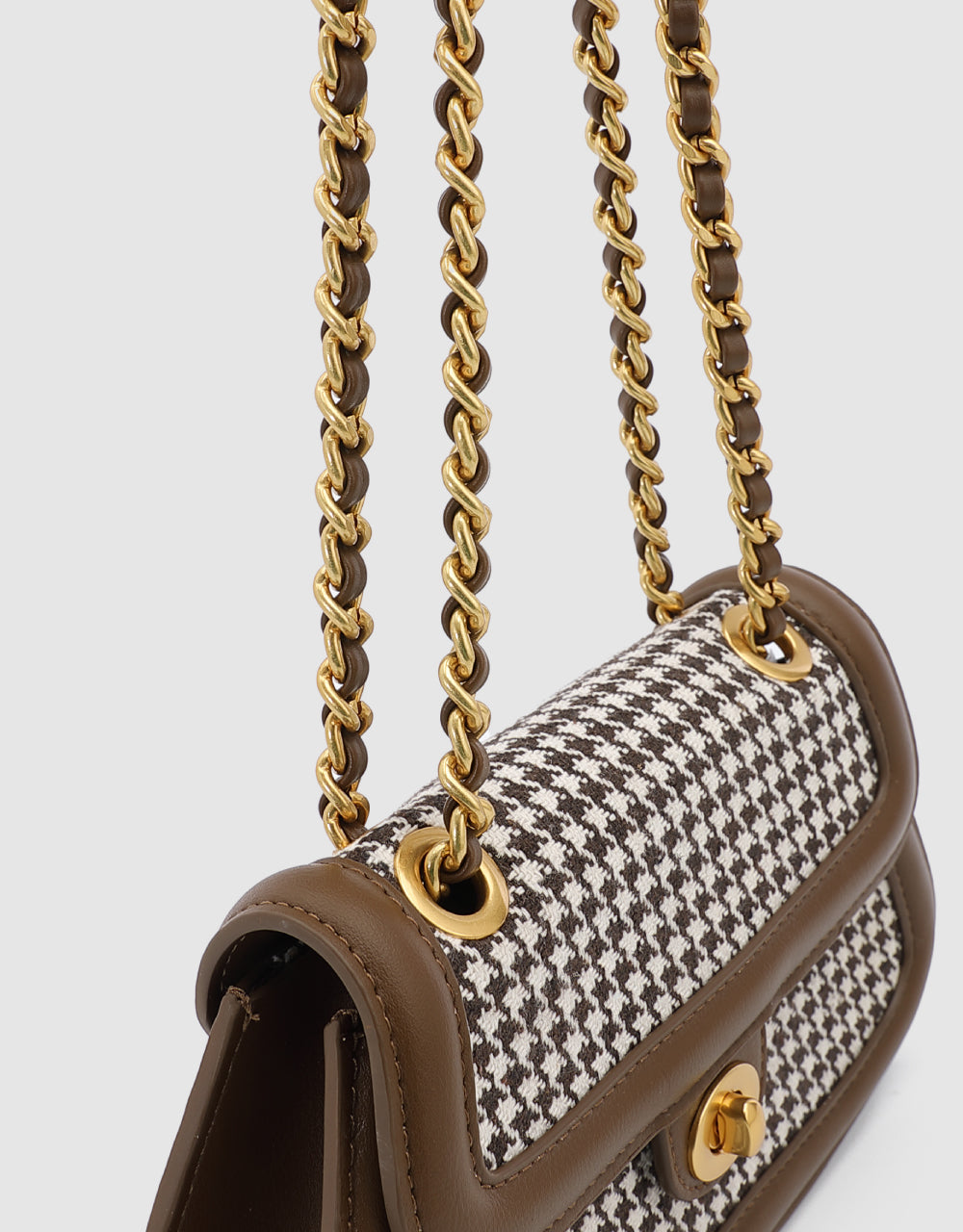 Houndstooth Tweed Shoulder Bag