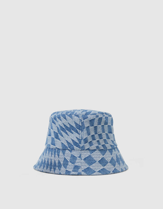 Checkered Denim Bucket Hat